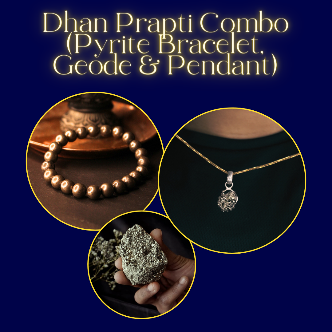 Dhan Prapti Combo (Pyrite Pendant, Geode & Bracelet)