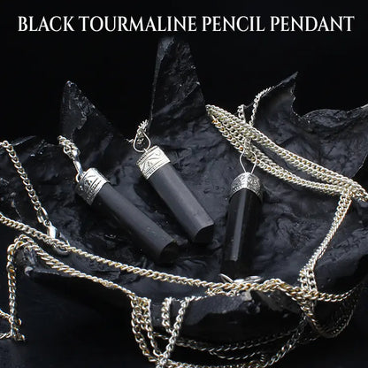 Black Tourmaline Pencil Pendant- Protect from negative energy