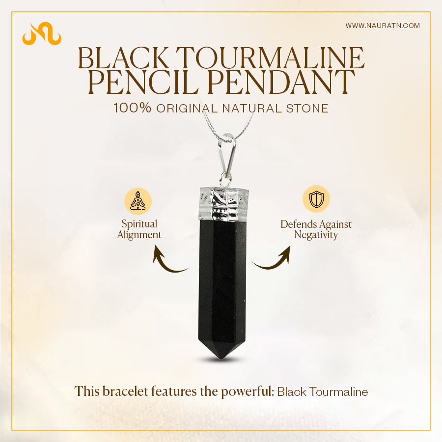 Black Tourmaline Pencil Pendant- Protect from negative energy