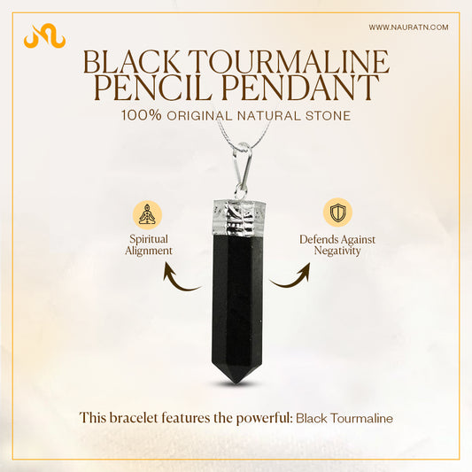 Black Tourmaline Pencil Pendant- Protect from negative energy