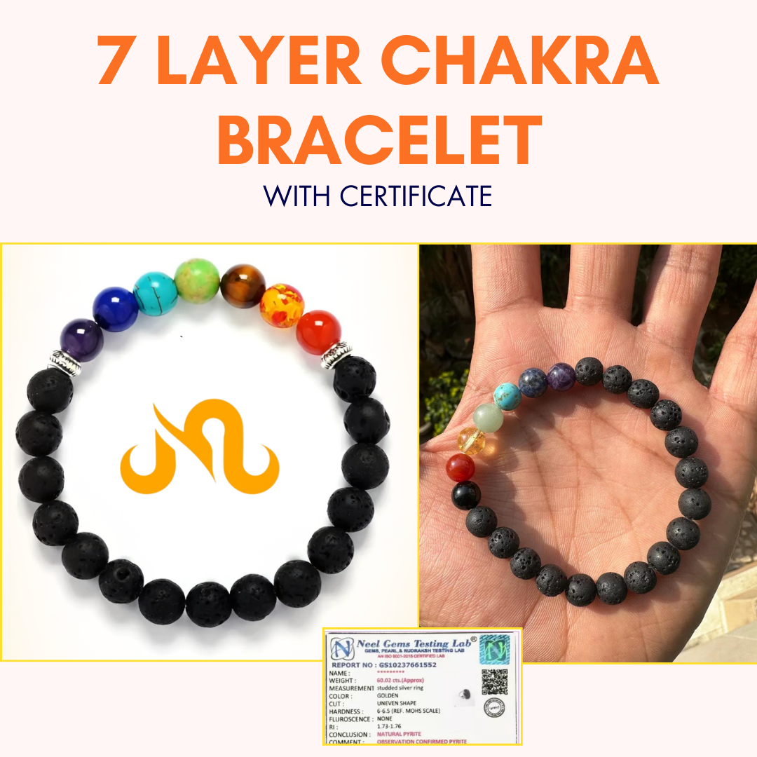 7 Chakra Natural stone Bracelet -With Certificate