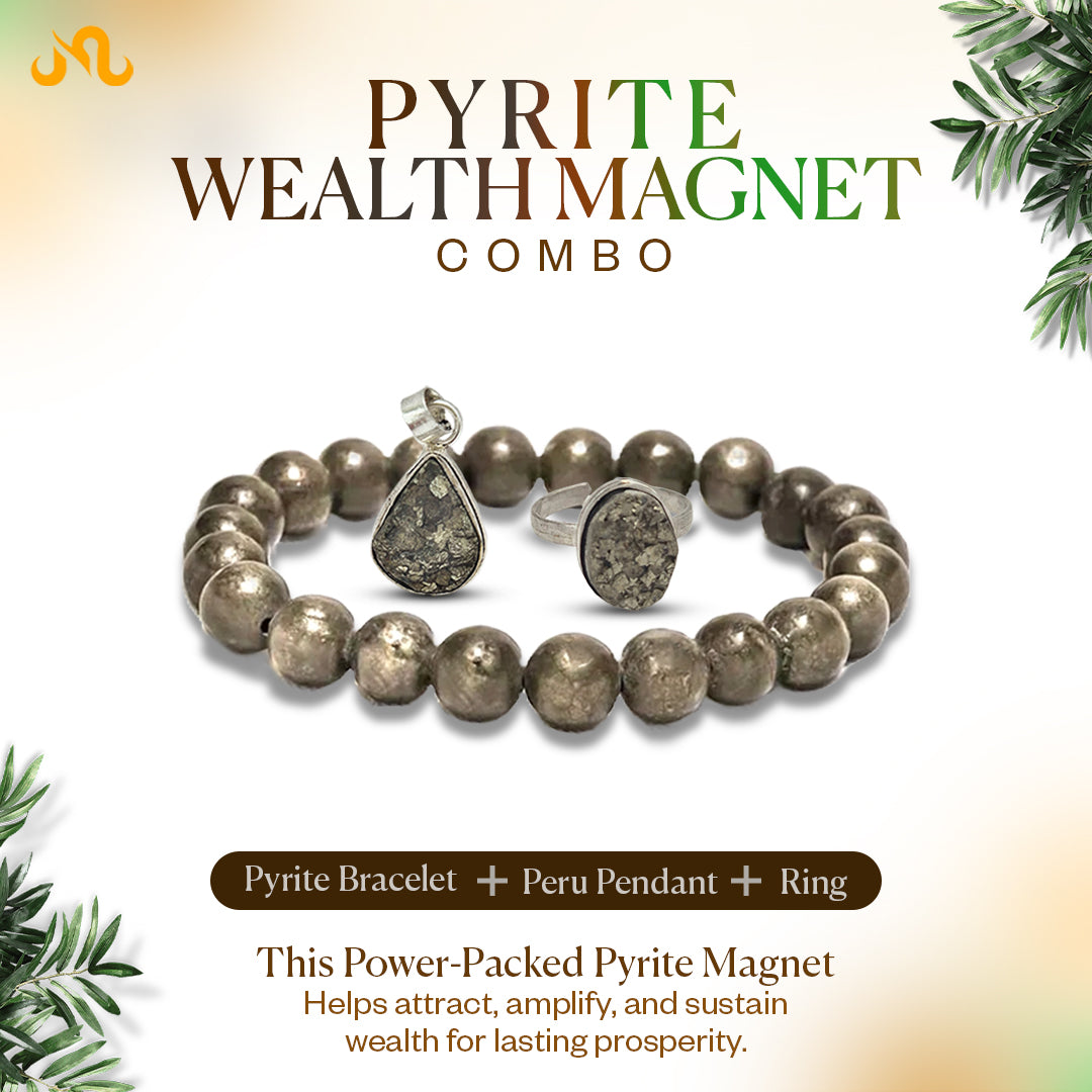 Pyrite Wealth Magnet Combo (Pyrite Ring, Pendant & Bracelet)