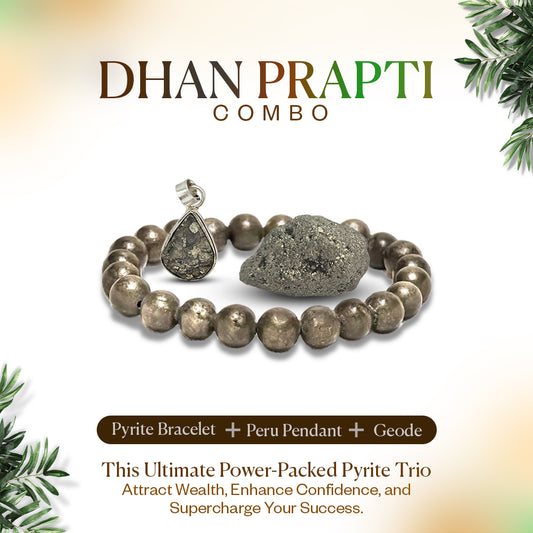 Dhan Prapti Combo (Pyrite Pendant, Geode & Bracelet)