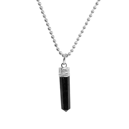 Black Tourmaline Pencil Pendant- Protect from negative energy